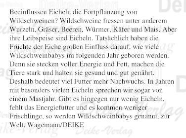 Beeinflussen Eicheln die Fortpflanzung von Wildschweinen?