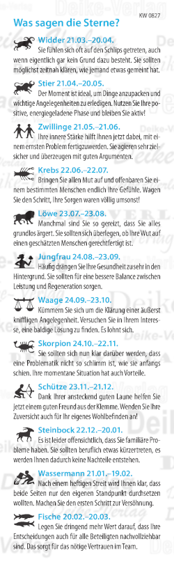 Wochenhoroskop KW 0827