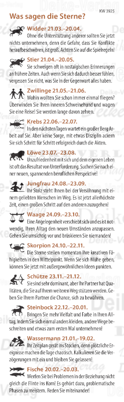 Wochenhoroskop KW 3925