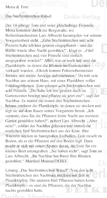 Das Stiefmütterchen-Rätsel (Mona und Tom)
