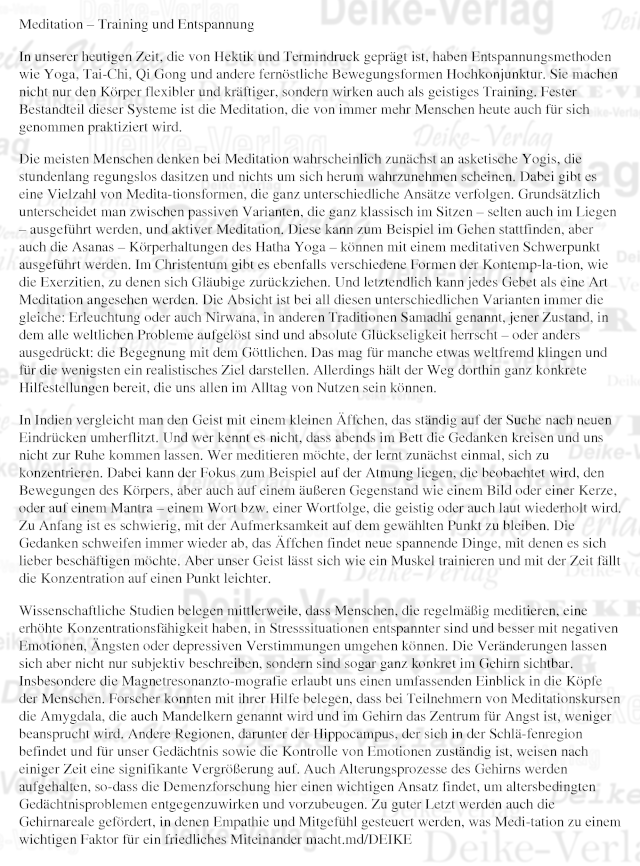 Thema: Meditation - Training und Entspannung für den Geist