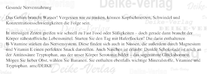 Gesunde Nervennahrung