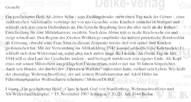 Claus Schenk Graf Stauffenberg (Personenrätsel) KW 2919