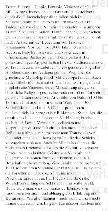 Traumdeutung - Utopie und Fantasie