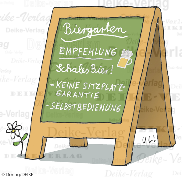 Schild im Biergarten