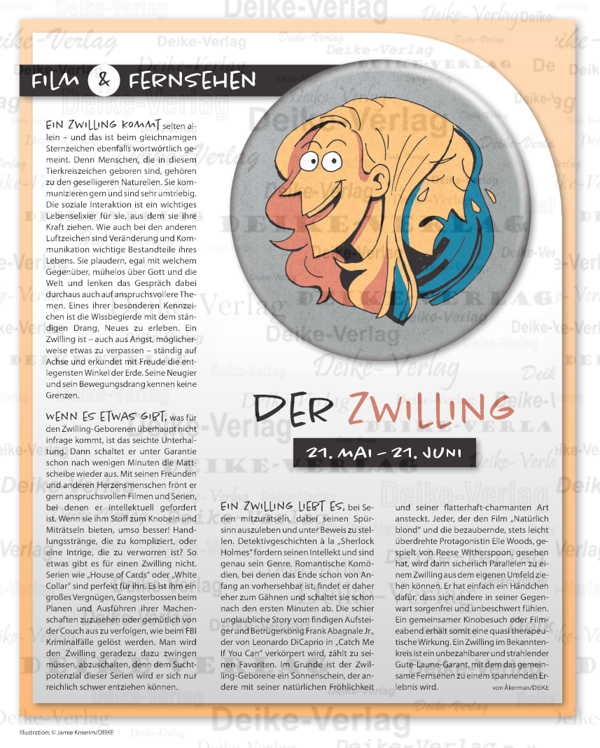 Sternzeichencharakteristiken: Der Zwilling  (Film und TV)
