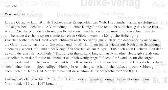 Camilla - Personenrätsel KW 4526