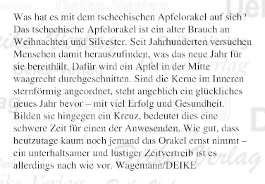 Was hat es mit dem tschechischen Apfelorakel auf sich?