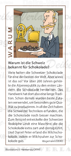 Warum ist die Schweiz bekannt für ihre Schokolade?