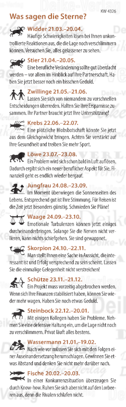 Wochenhoroskop KW  4326