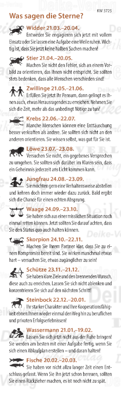 Wochenhoroskop KW 3725