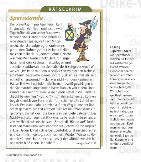 Sperrstunde - Rätselkrimi (Hümmelchen)