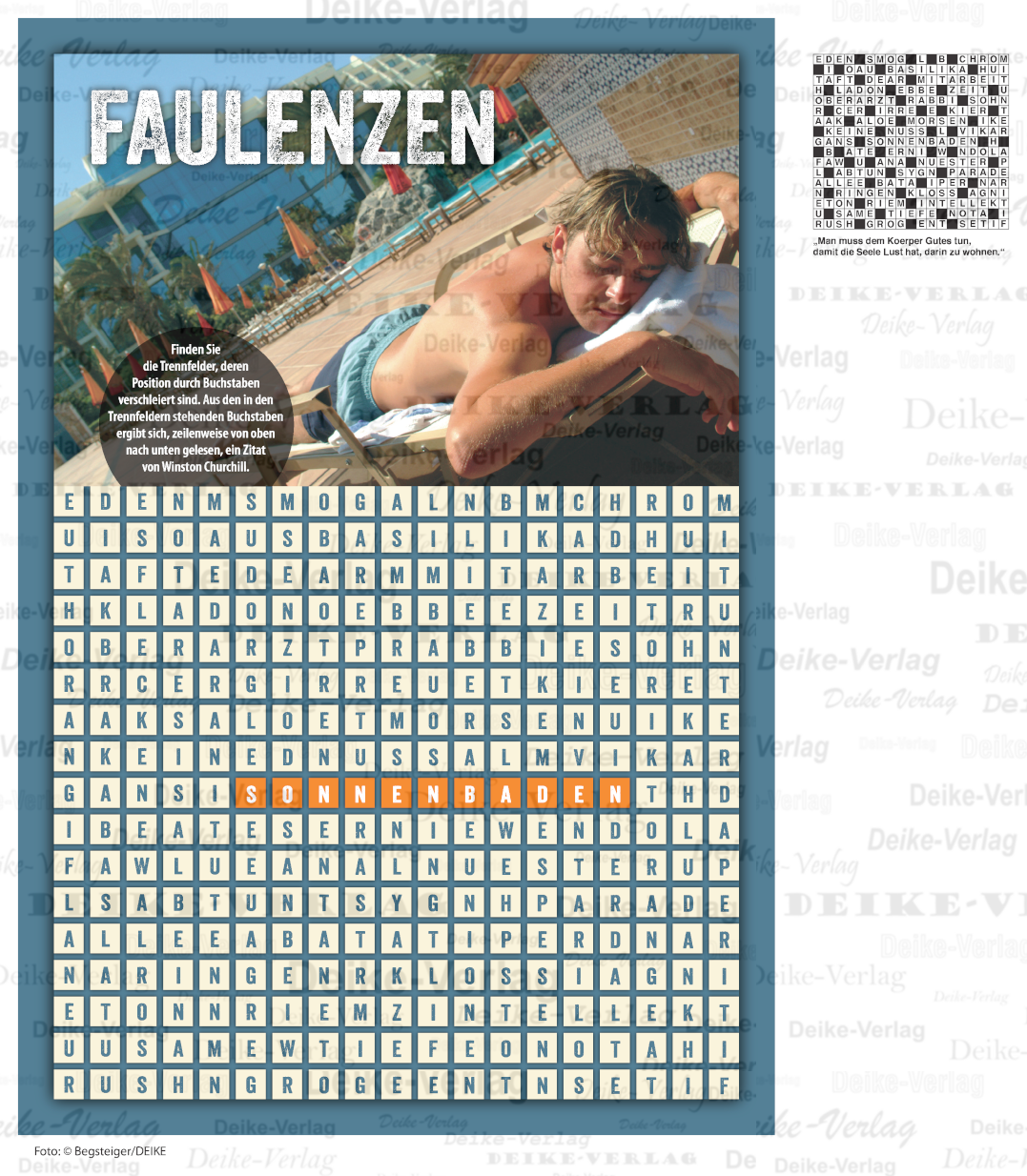 Faulenzen (Blindfeldsuche)