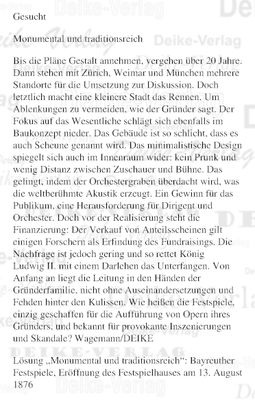 Bayreuther Festspiele - Personenrätsel KW 3326