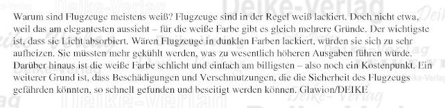 Warum sind Flugzeuge meistens weiß?