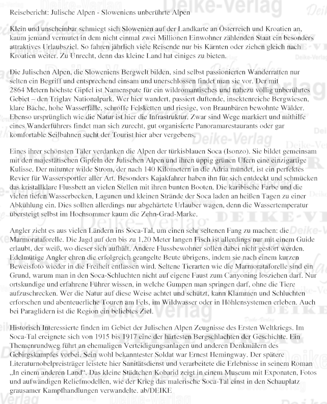 Reisebericht: Slowenien (unberührte Alpen)