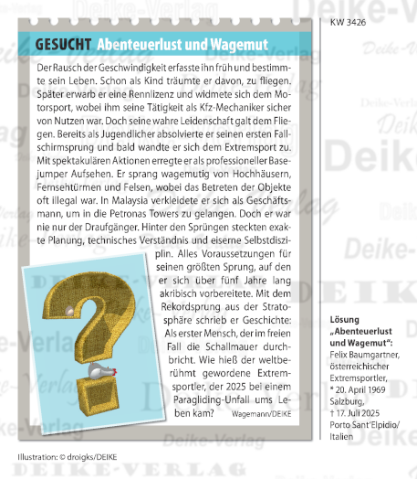 Felix Baumgartner - Personenrätsel KW 3426