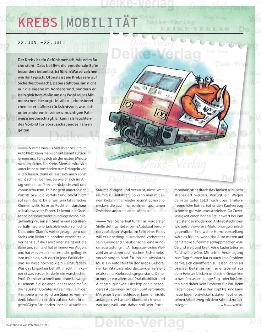 Sternzeichencharakteristiken:Krebs (Mobilität)