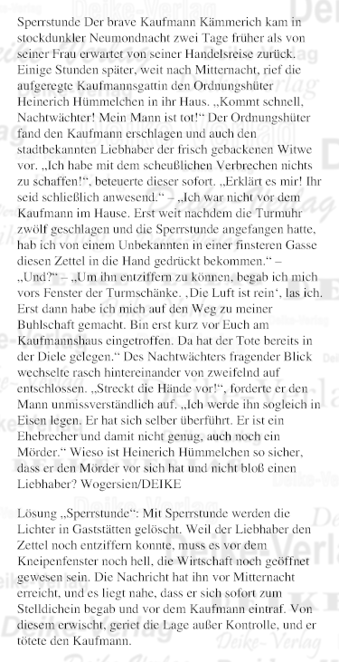 Sperrstunde - Rätselkrimi (Hümmelchen)