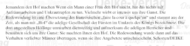 Ausdruck: Jemandem den Hof machen