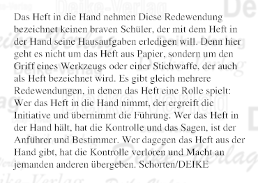 Das Heft in die Hand nehmen