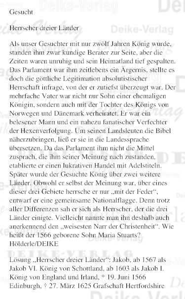 Jakob I - Personenrätsel KW 1325