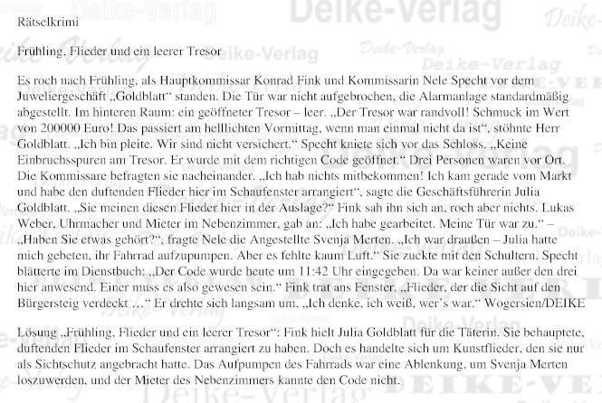 Frühling, Flieder und ein leerer Tresor (Fink und Specht)