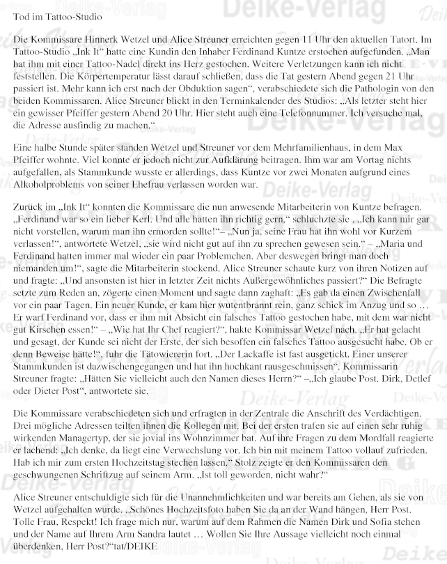 Tod im Tattoo-Studio - Mini-Krimi 201510