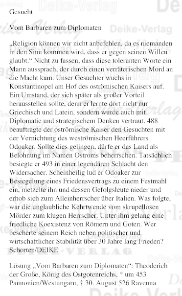 Theoderich der Große - Personenrätsel KW 3526