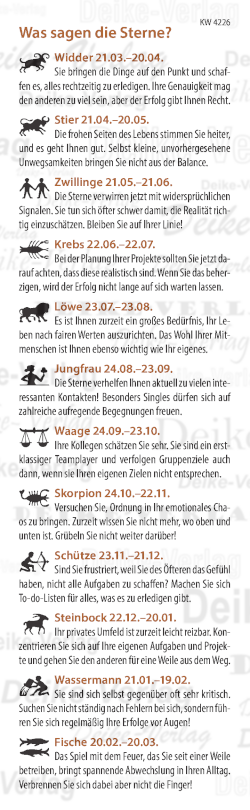 Wochenhoroskop KW 4226