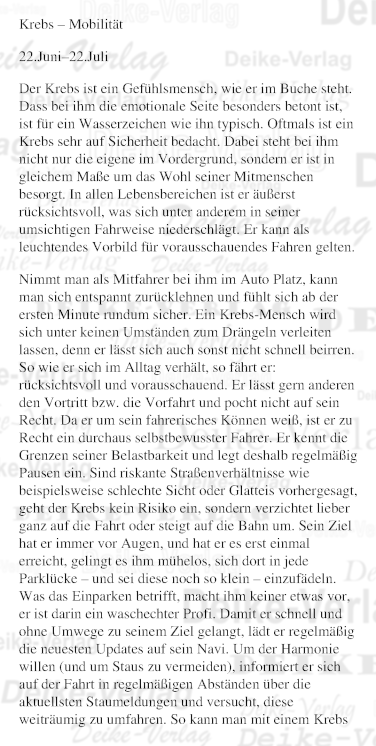 Sternzeichencharakteristiken:Krebs (Mobilität) 