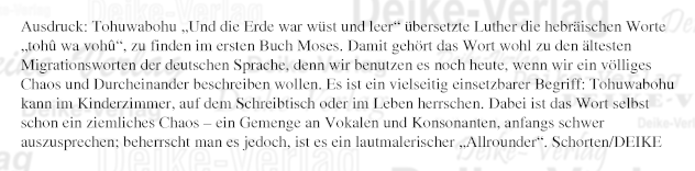 Ausdruck: Tohuwabohu