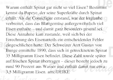 Warum enthält Spinat gar nicht so viel Eisen?