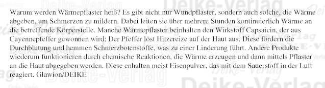 Warum werden Wärmepflaster heiß?