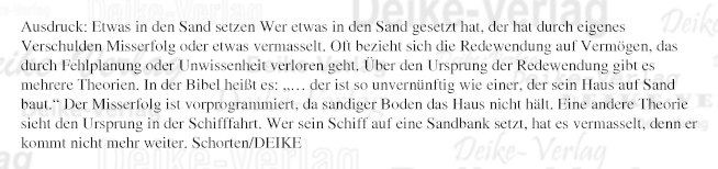 Ausdruck: Etwas in den Sand setzen