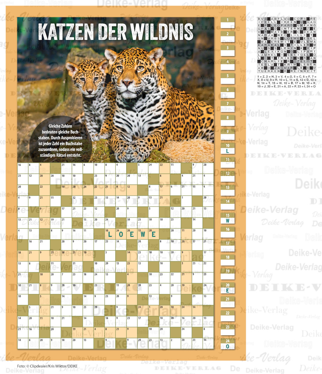 Katzen der Wildnis (Zahlenkreuzworträtsel) DIN A4