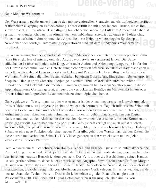 Sternzeichencharakteristiken: Wassermann (Neue Medien)