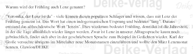 Warum wird der Frühling nach Lenz genannt?