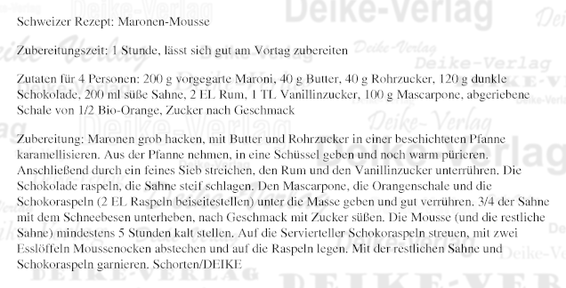 Schweizer Rezept: Maronen Mousse