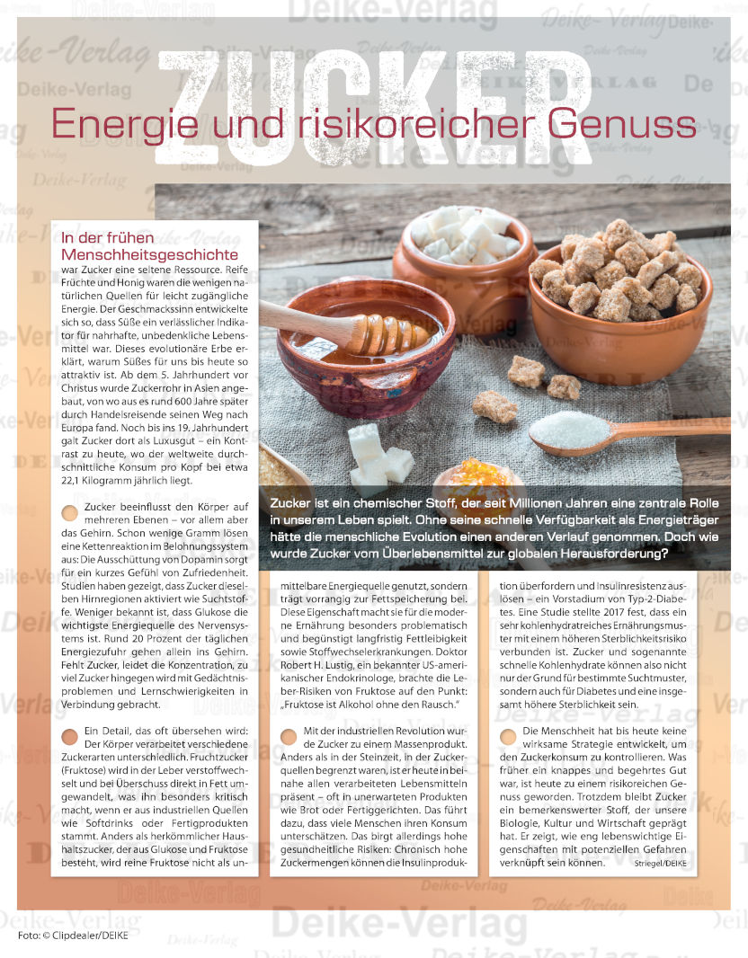Zucker Energie und risikoreicher Genuss