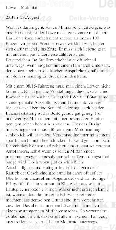 Sternzeichencharakteristiken:Löwe (Mobilität) 