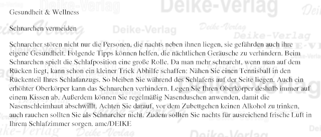 Gesundheit & Wellness: Schnarchen vermeiden