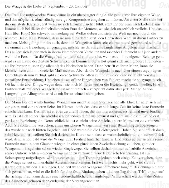 Sternzeichencharakteristik: Die Waage (Frau und Mann)