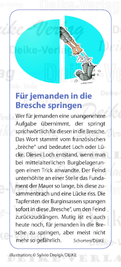 Für jemanden in die Bresche springen