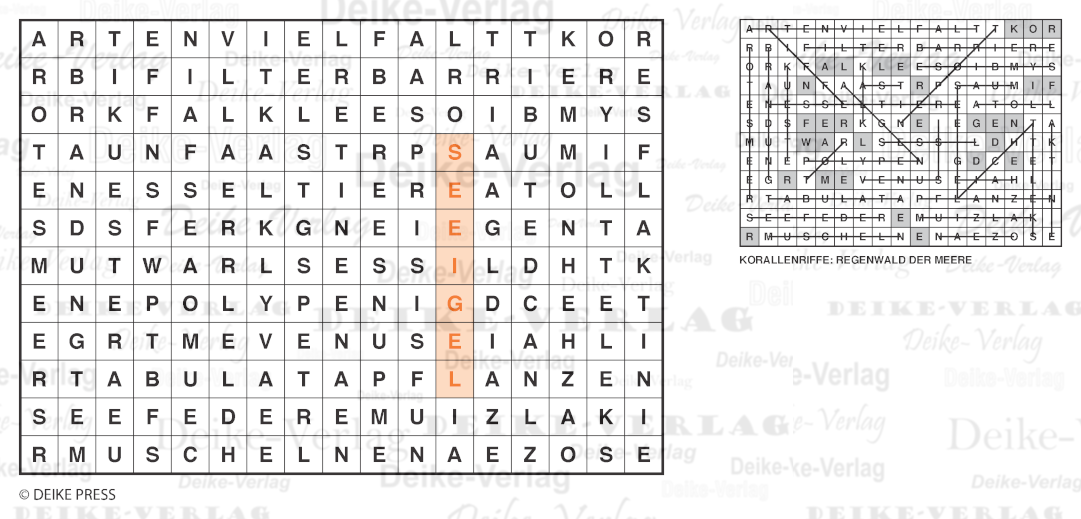 Korallenriff - Buchstabensalate