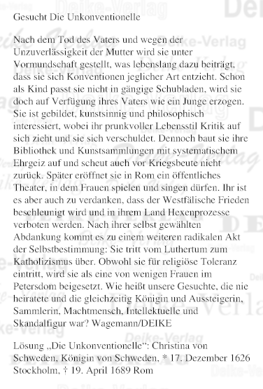 Christina von Schweden - Personenrätsel KW 5126