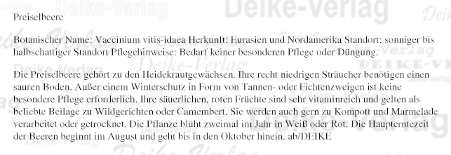 Garten und Pflanzen: Preiselbeere 