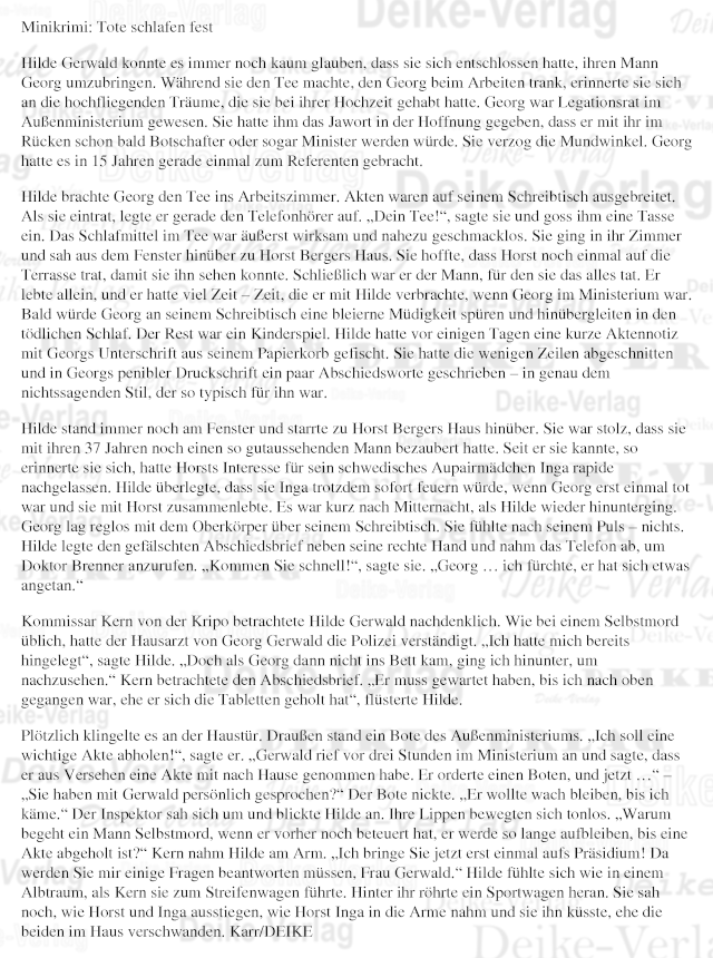 Tote schlafen fest - Minikrimi 201705