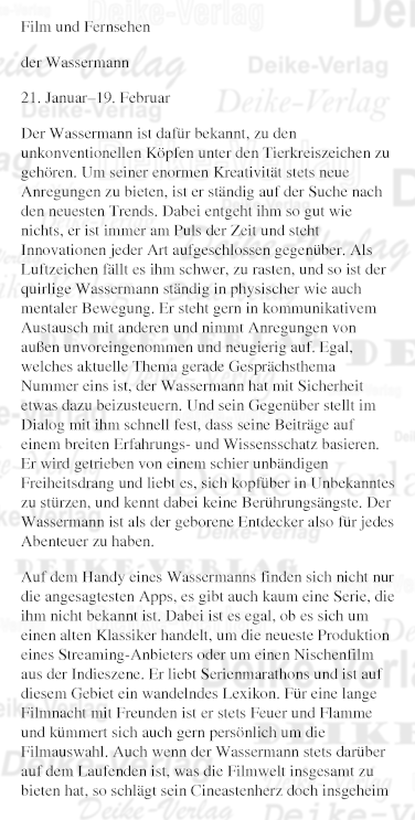 Sternzeichencharakteristiken: Der Wassermann (Film und TV)