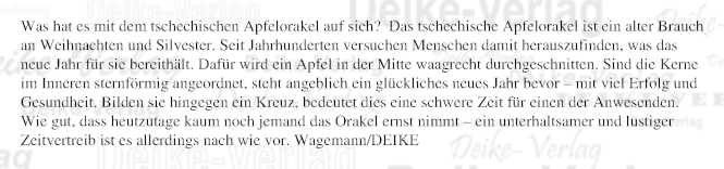 Was hat es mit dem tschechischen Apfelorakel auf sich?